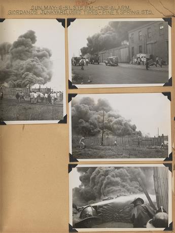 (PHILADELPHIA--FIREFIGHTING) Album entitled Photographs of Fires 1947 - 195, with 128 photographs depicting firefighting efforts throug